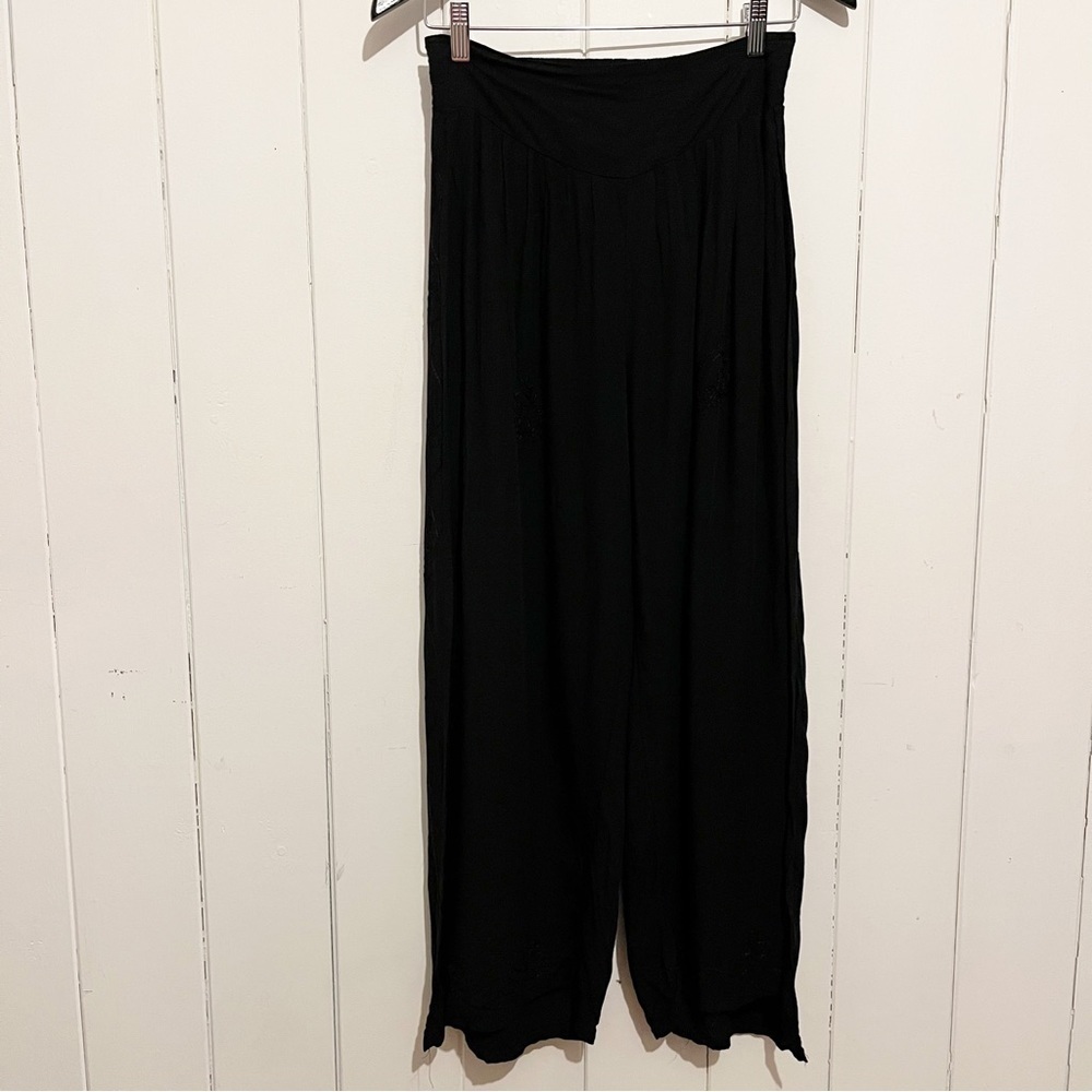 Black Open Wide Leg Pants.